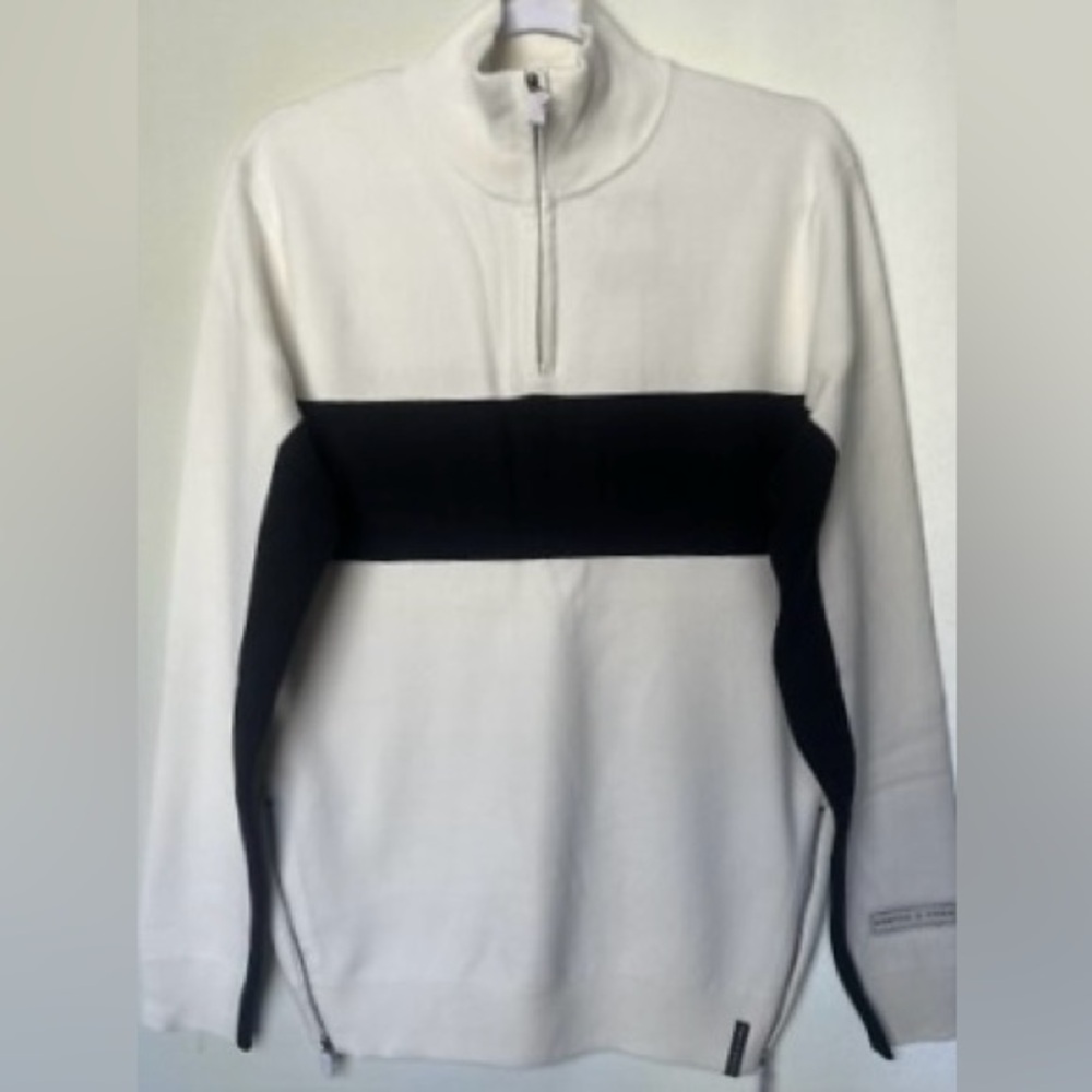 Scotch and Soda White and Black Half-Zip Pullover - Picture 2 of 7